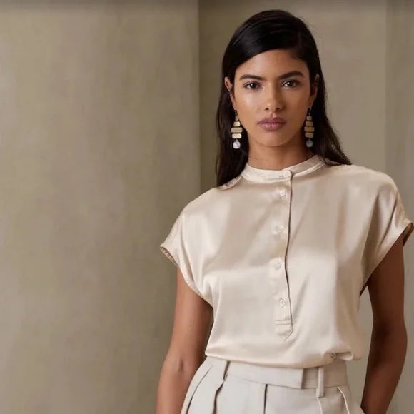 Banana Republic Tops - Banana Republic Serenade Silk Dolman Tunic Beige Champagne 100% Silk Blouse Sz M